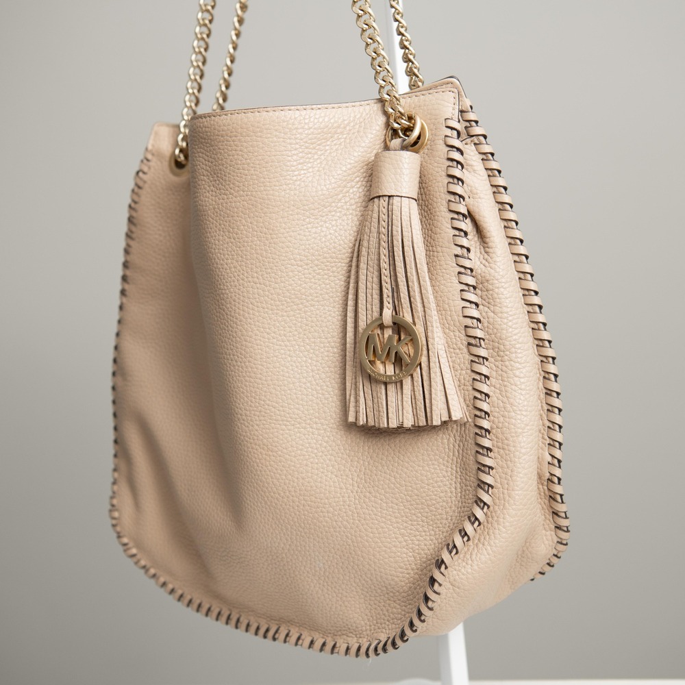 Michael Kors Whipped Chelsea Large Shoulder Bag Boho Chic Purse Whipstitch Chain